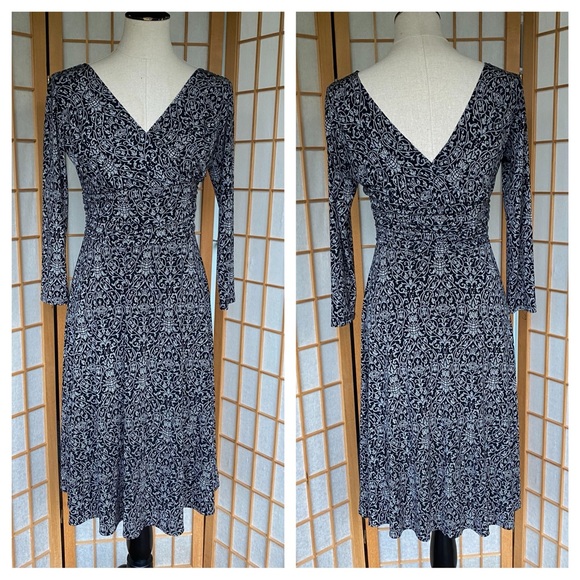 Maggy London Black Print Dress SZ 10 - Picture 1 of 13